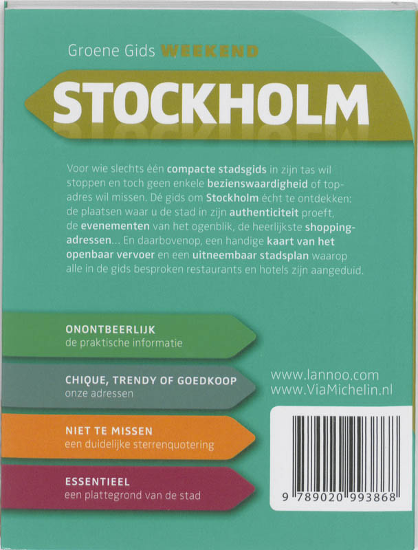 Achterkant van Groene Gids Weekend Stockholm