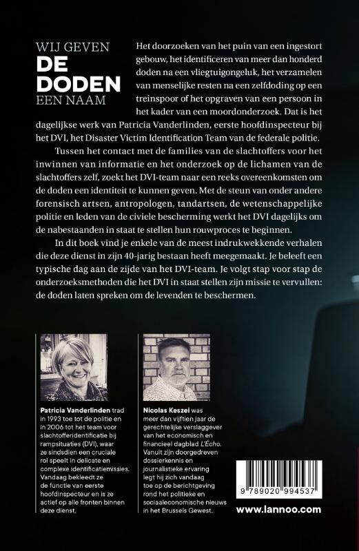 Achterkant van Wij geven de doden een naam