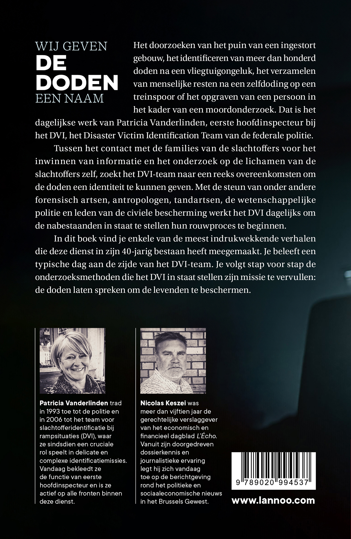 Achterkant van Wij geven de doden een naam
