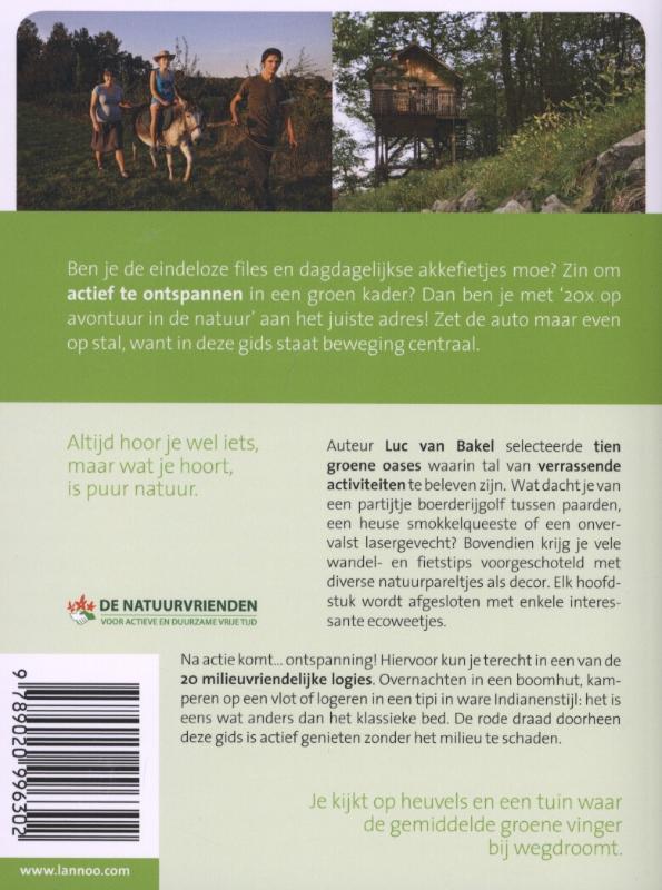 Achterkant van 20x op avontuur in de natuur