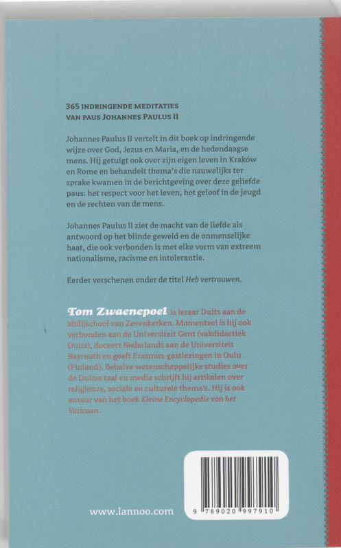 Achterkant van Een jaar met Johannes Paulus II