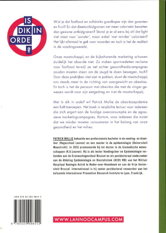 Achterkant van Dik in orde