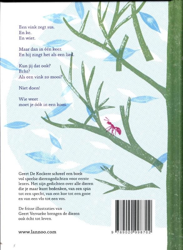 Achterkant van Een vink zegt sus