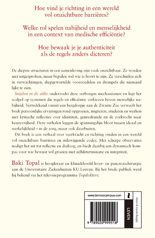 Achterkant van Snijden in de stilte