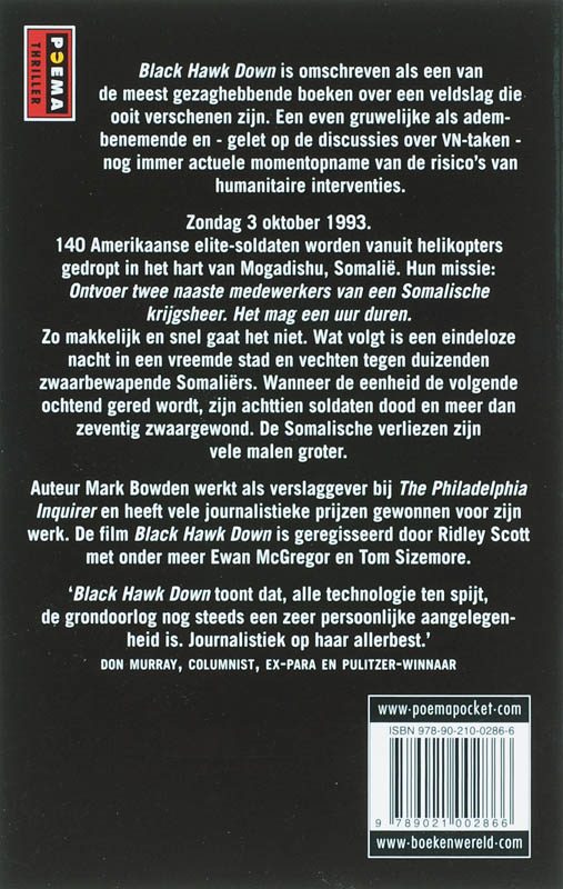 Achterkant van Black hawk down