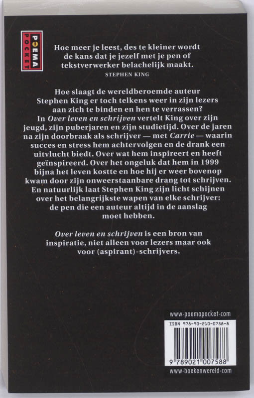 Achterkant van Over leven en schrijven
