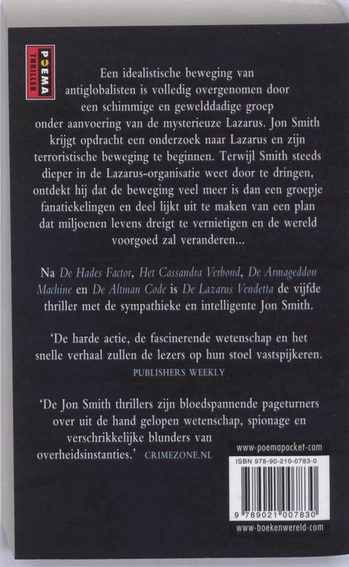 Achterkant van De Lazarus Vendetta