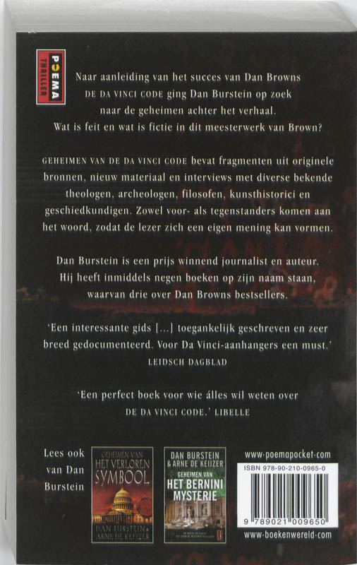 Achterkant van Geheimen van De Da Vinci Code