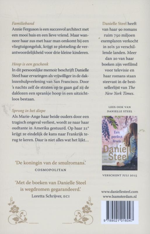 Achterkant van Familieband; Hoop is een geschenk; Sprong in het diepe