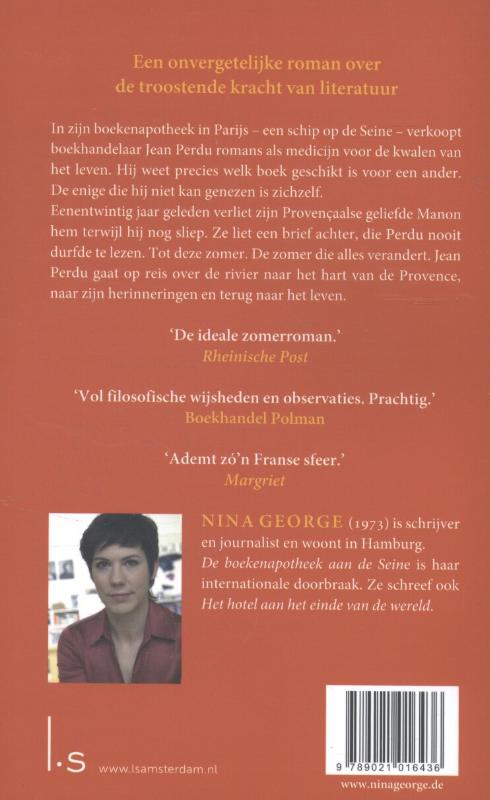 Achterkant van De boekenapotheek aan de Seine