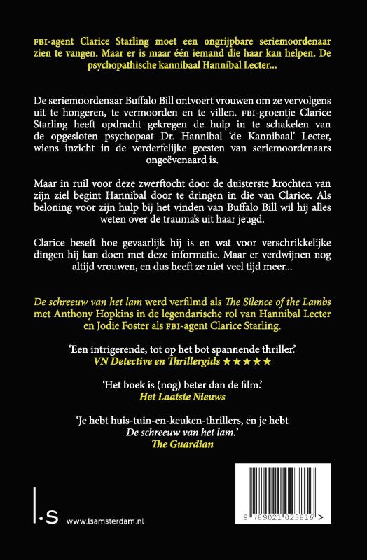 Achterkant van De schreeuw van het lam/Silence of the Lambs
