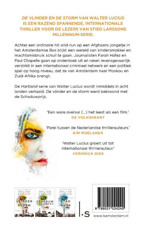 Achterkant van De vlinder en de storm