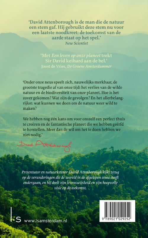 Achterkant van Een leven op onze planeet