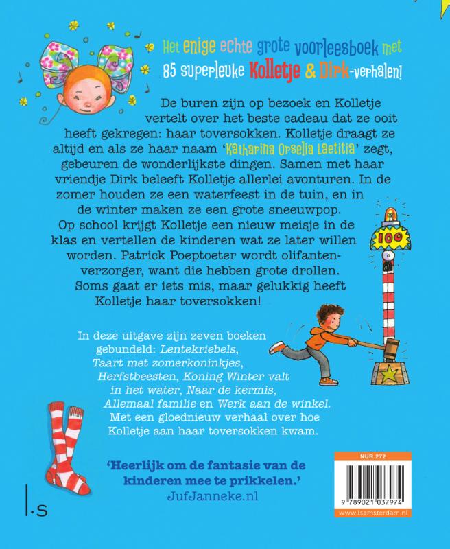 Achterkant van Het enige echte grote voorleesboek van Kolletje & Dirk