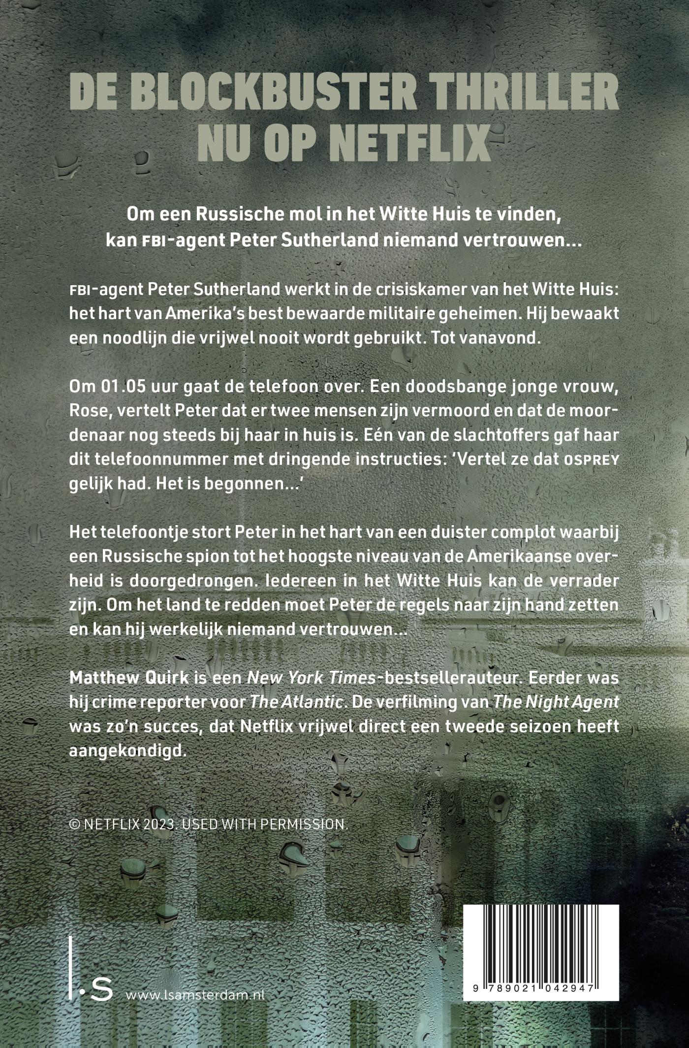Achterkant van The Night Agent