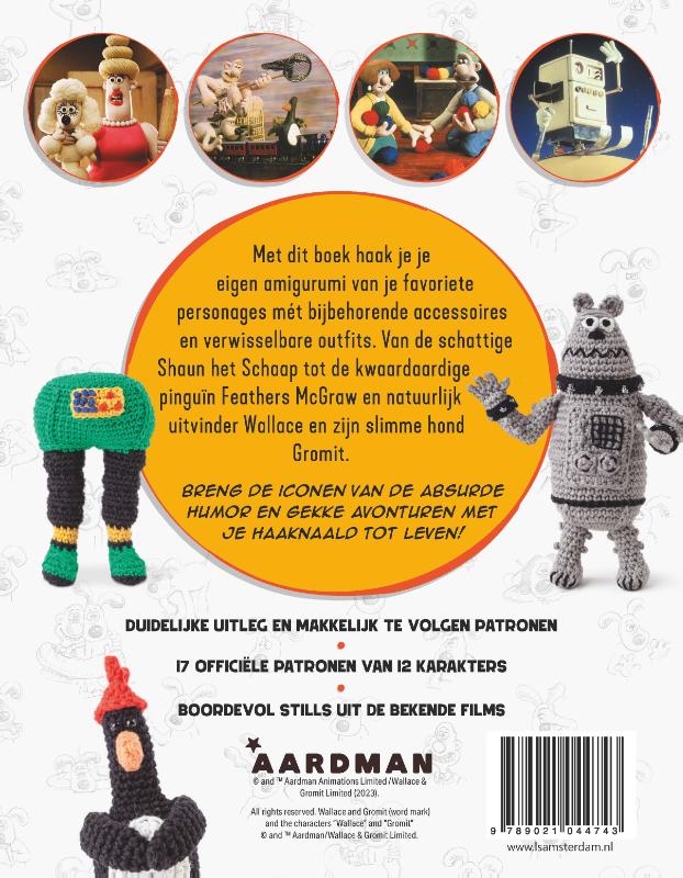 Achterkant van Wallace and Gromit - amigurumi haken