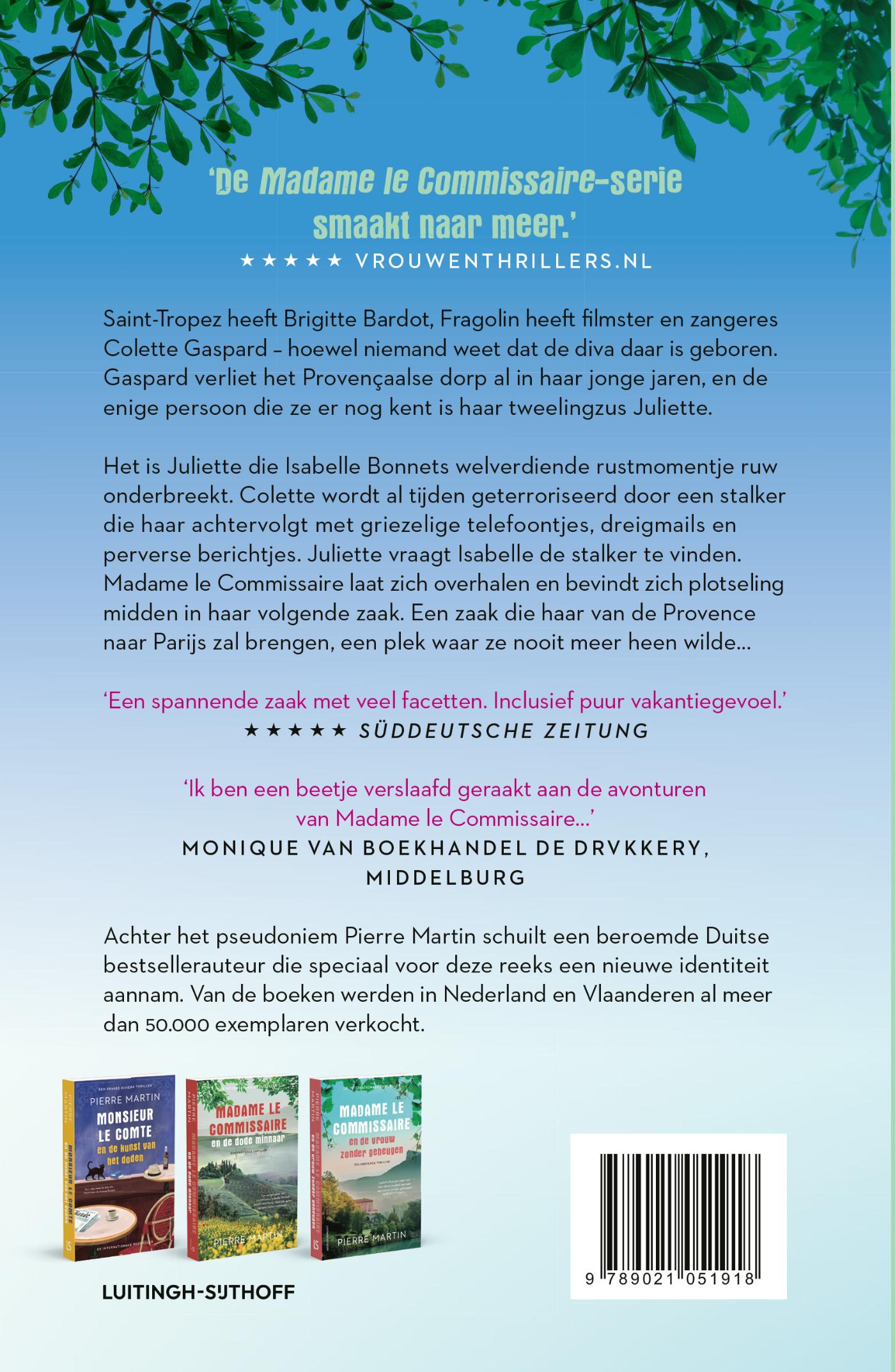 Achterkant van Madame le Commissaire en de panische diva