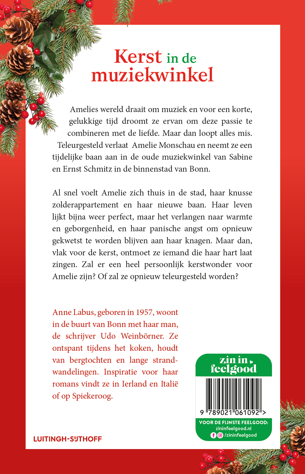 Achterkant van Kerst in de muziekwinkel