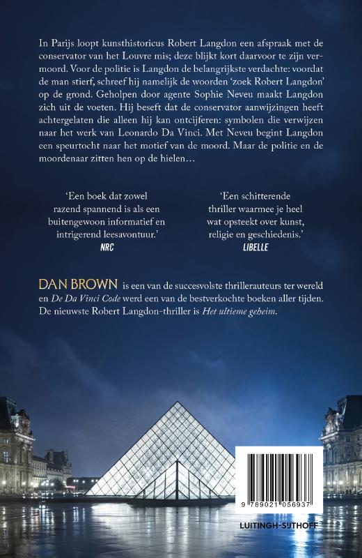 Achterkant van De Da Vinci Code