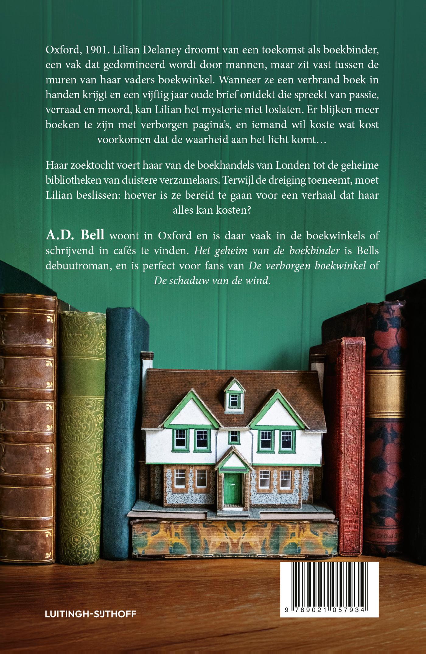 Achterkant van Het geheim van de boekbinder