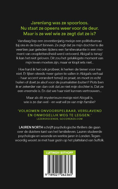 Achterkant van De verdwenen dochter