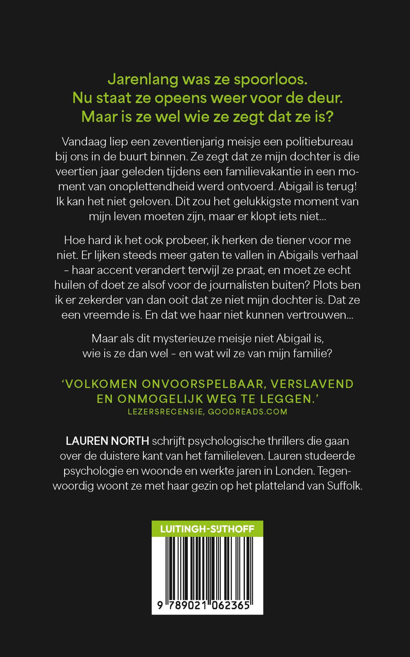 Achterkant van De verdwenen dochter