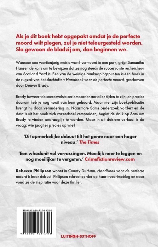 Achterkant van Handboek voor de perfecte moord