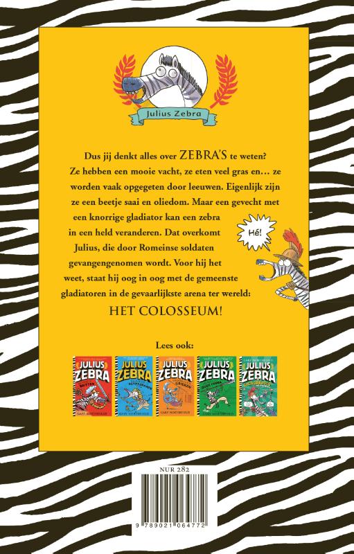 Achterkant van Julius Zebra - 1 Rollebollen met de Romeinen