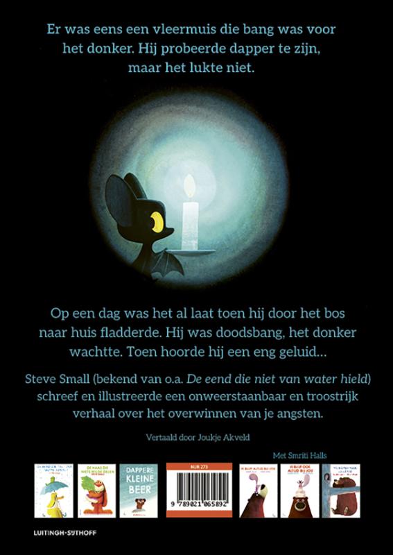 Achterkant van De vleermuis die bang was voor het donker