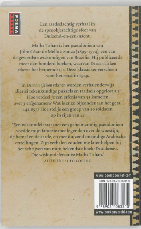 Achterkant van De man die kon rekenen