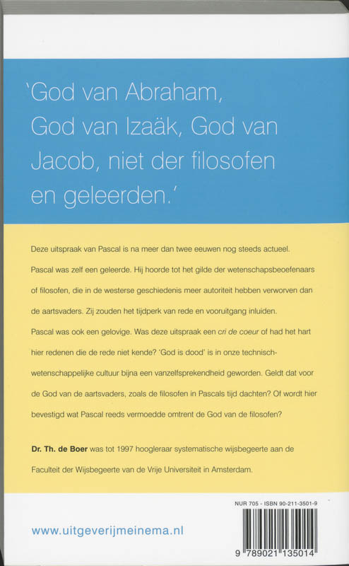 Achterkant van De God van de filosofen en de God van Pascal
