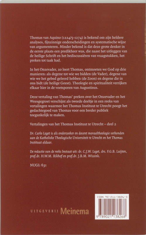 Achterkant van Over het Onzevader en Weesgegroet