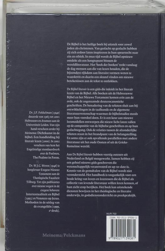 Achterkant van De bijbel literair