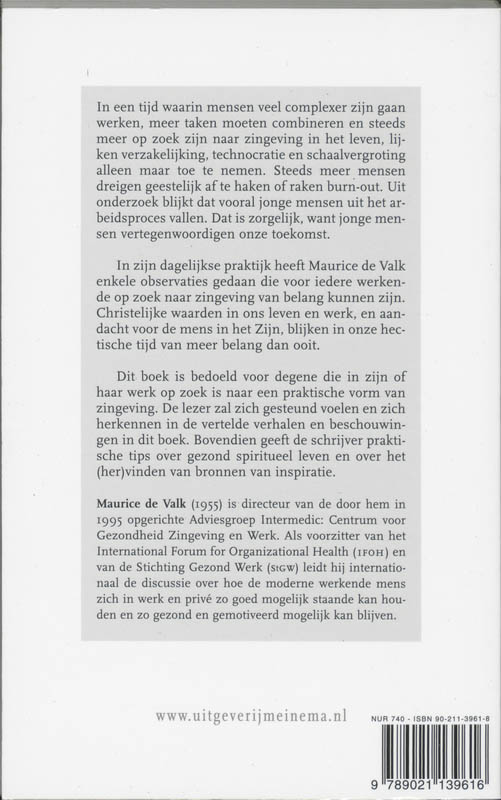Achterkant van De zin van zijn