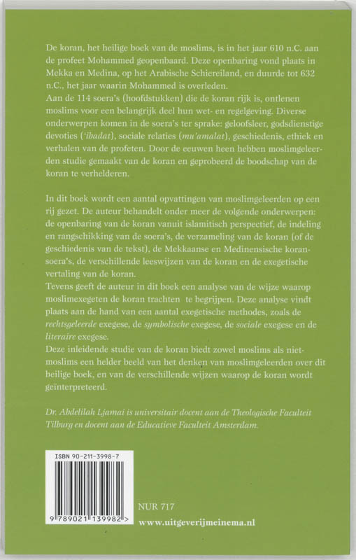 Achterkant van Inleiding tot de studie van de koran