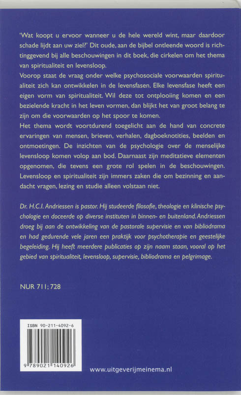 Achterkant van Spiritualiteit en levensloop