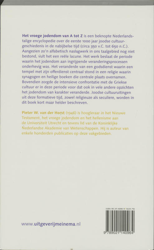 Achterkant van Het vroege jodendom van A tot Z