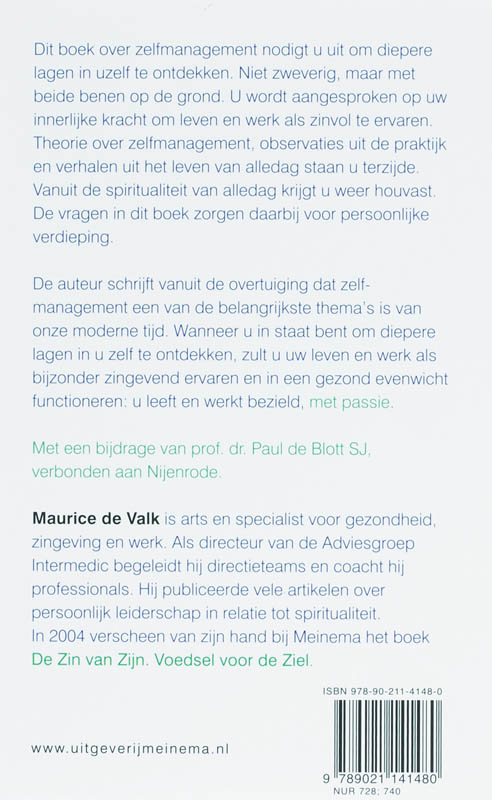 Achterkant van Zelfmanagement voor de ziel