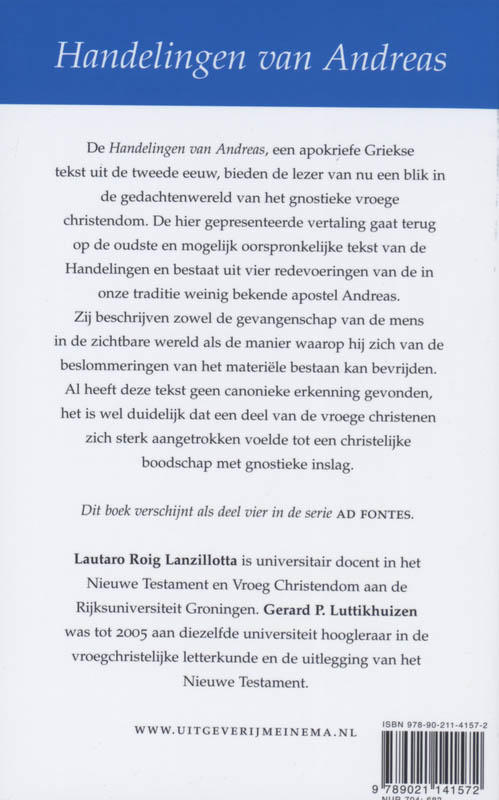 Achterkant van Handelingen van Andreas