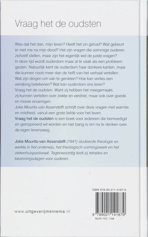 Achterkant van Vraag het de oudsten