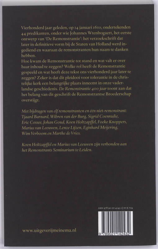 Achterkant van De Remonstrantie 400 jaar