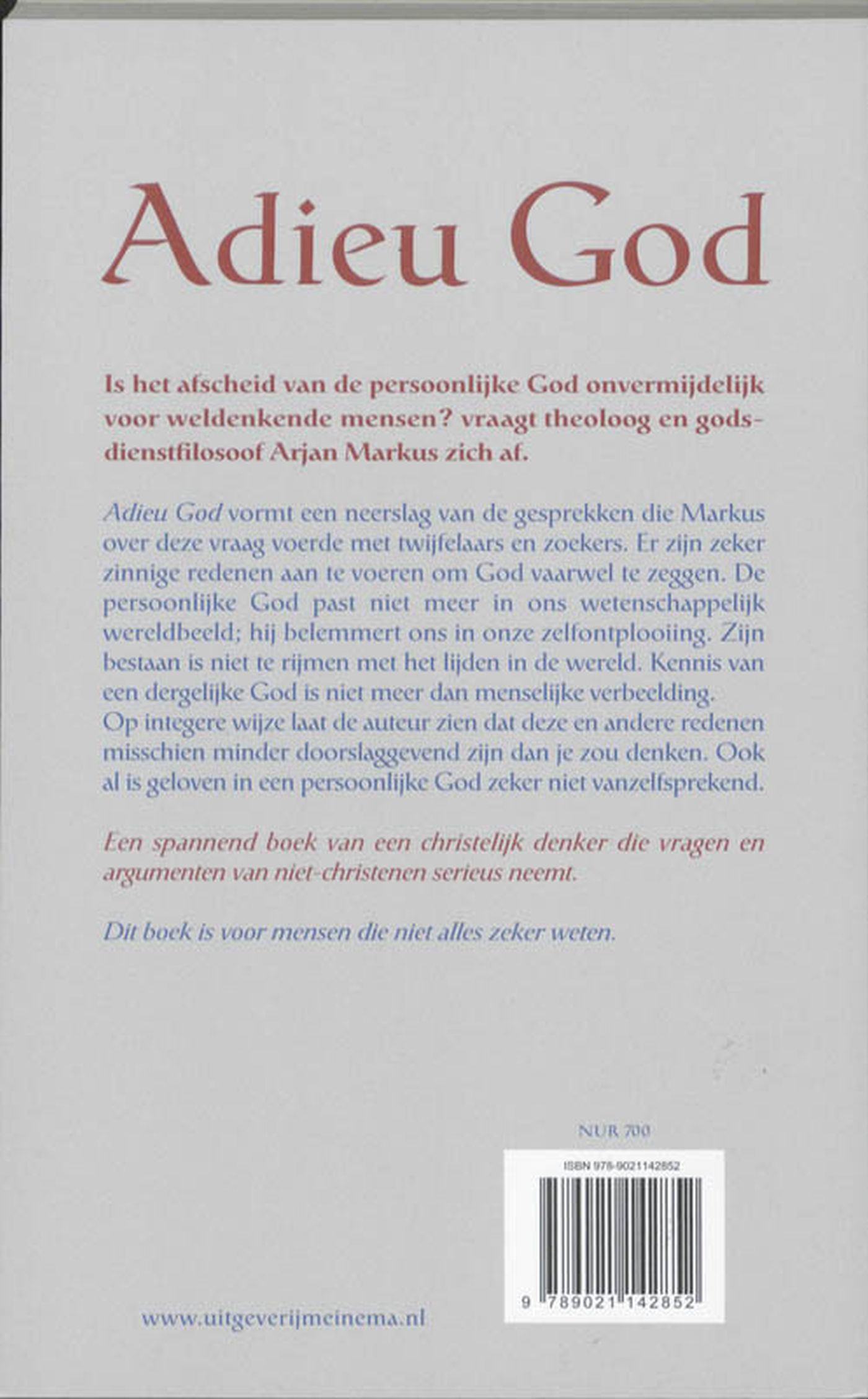 Achterkant van Adieu God