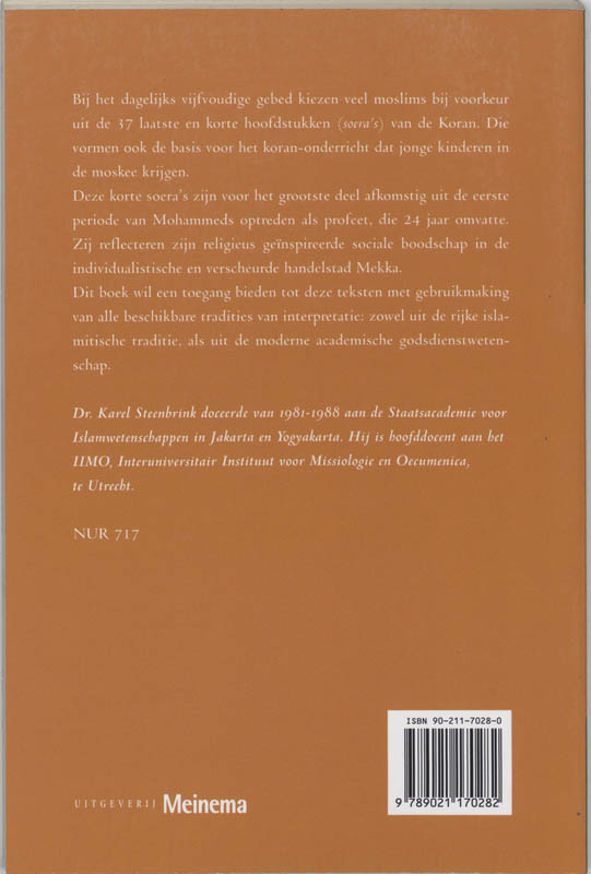 Achterkant van De korte hoofdstukken van de Koran