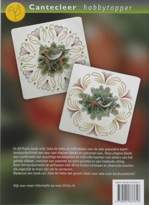 Achterkant van Bloemletters en kerstkaarten met borduren op papier
