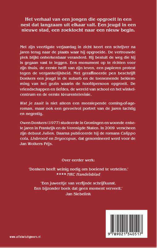 Achterkant van Wat je zaait