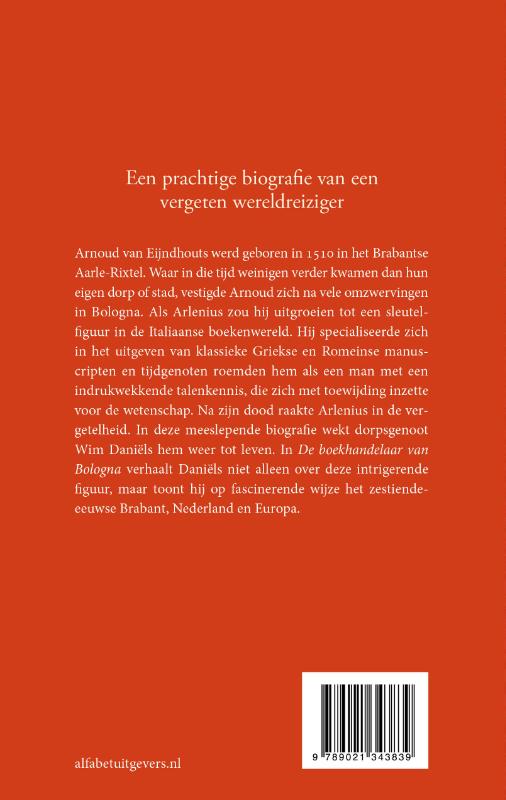 Achterkant van De boekhandelaar van Bologna