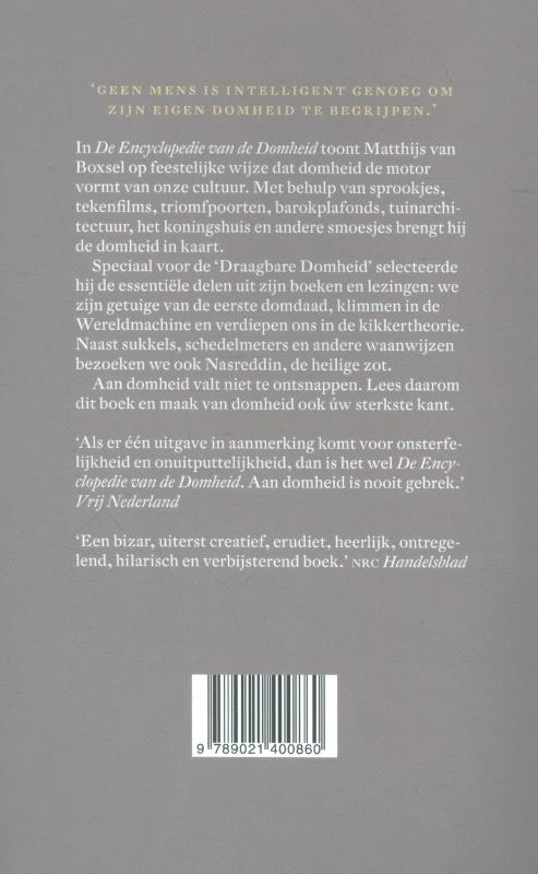 Achterkant van De draagbare encyclopedie van de Domheid