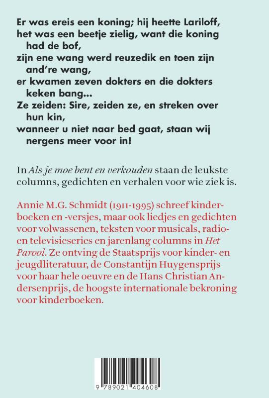 Achterkant van Als je moe bent en verkouden