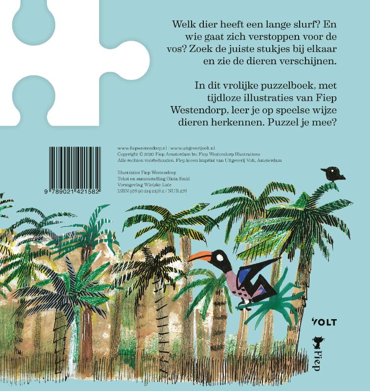 Achterkant van Puzzelen met de dieren van Fiep