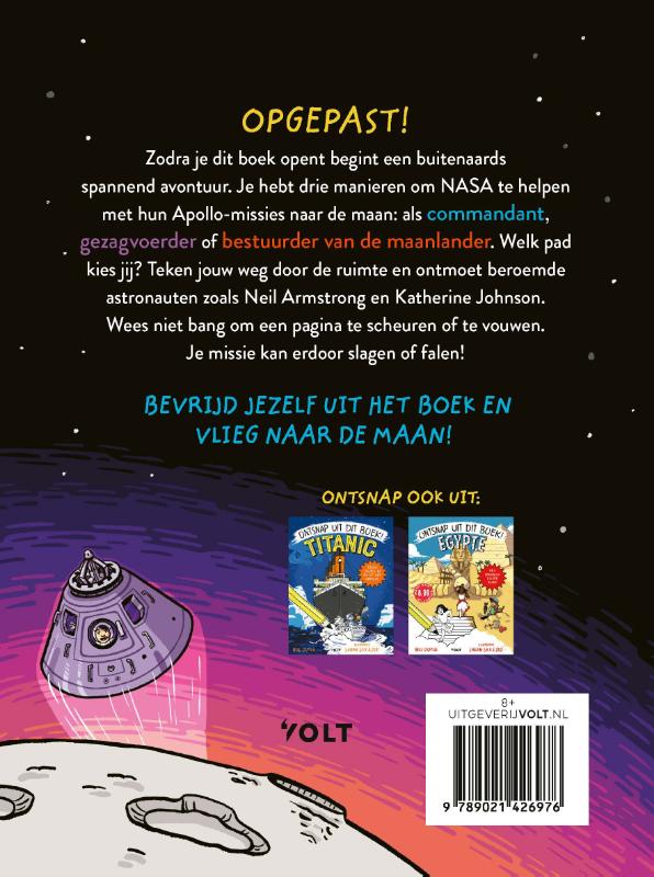 Achterkant van Ontsnap uit dit boek - Race naar de maan